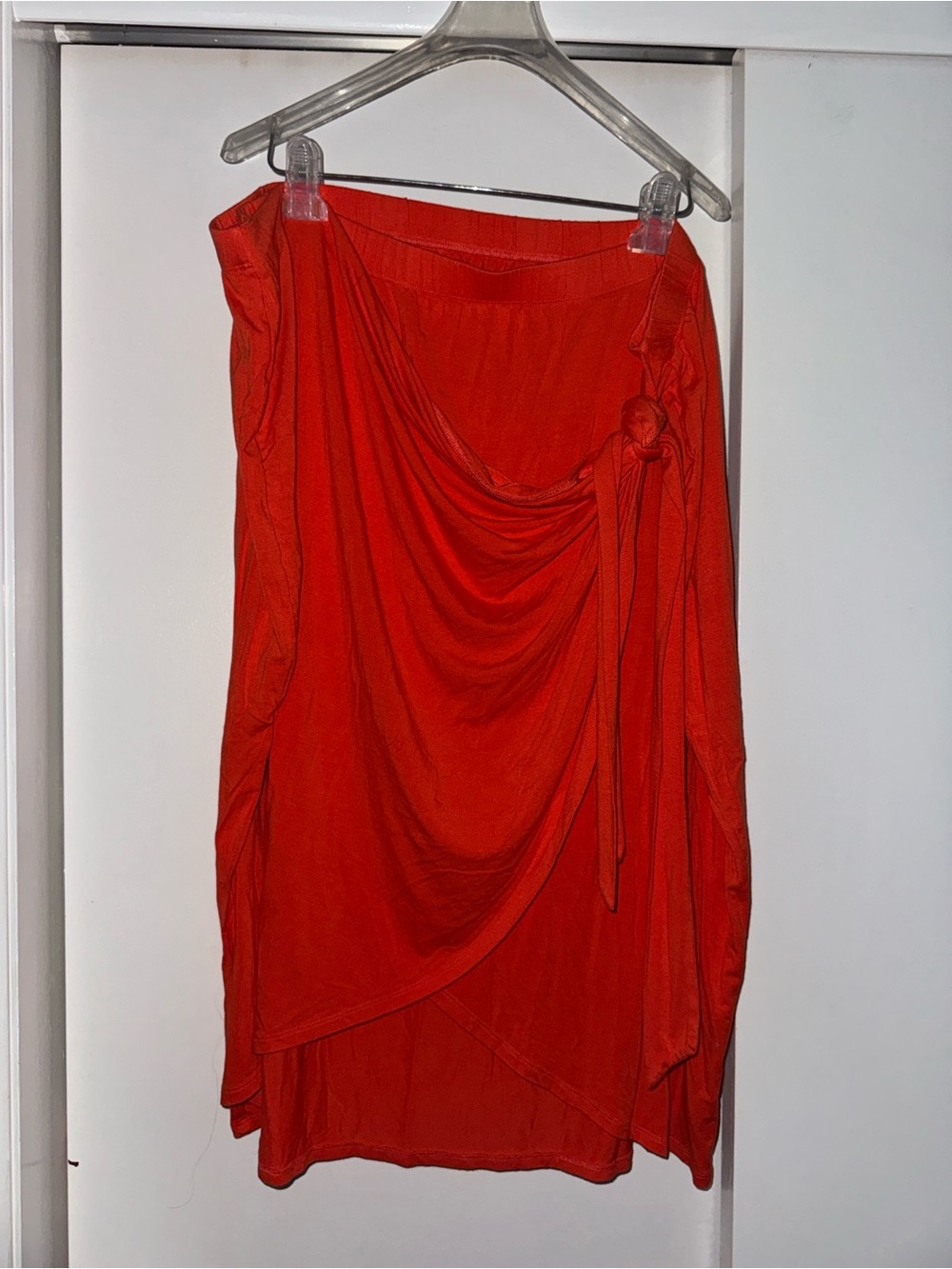 Ava & Viv Summer Red Draped Midi Skirt with Side Tie